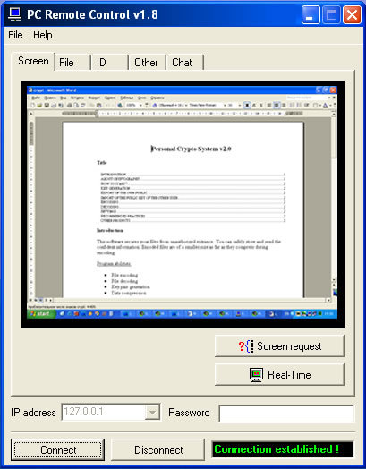 PC Remote Control Screenshot